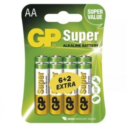 Alkalická batéria GP Super LR6 (AA) 6+2