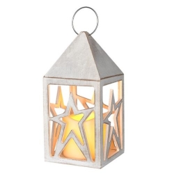 Drevený lampáš s LED sviečkou, 3x AAA