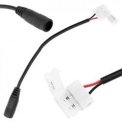 Napájací konektor pre LED pásik, 5,5 mm zdierka - 10mm zacvakávací konektor