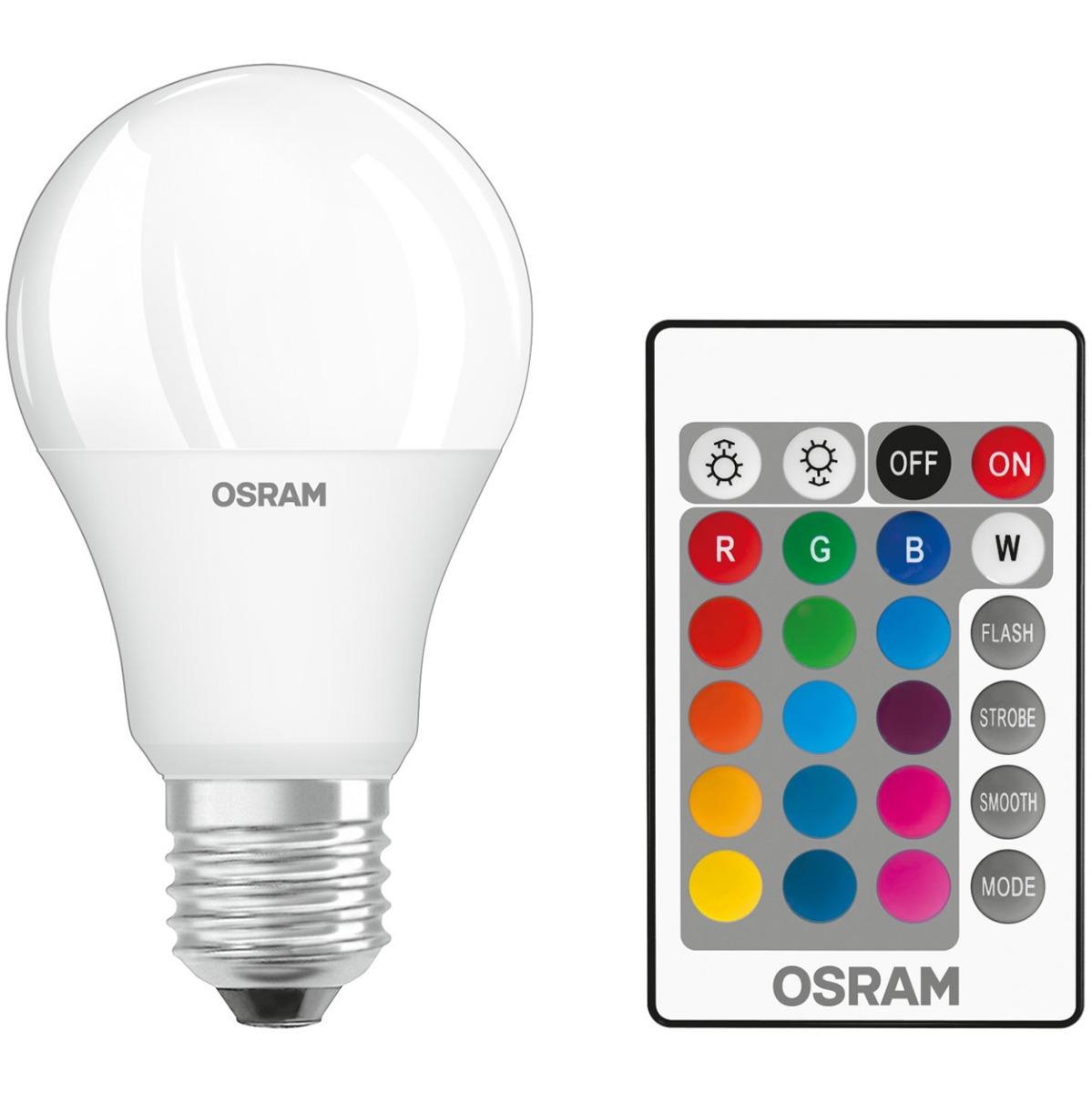 2X LED ŽIAROVKA A60 E27 9W = 60W 806LM RGBW 180° OSRAM STAR + OVLÁDAČ