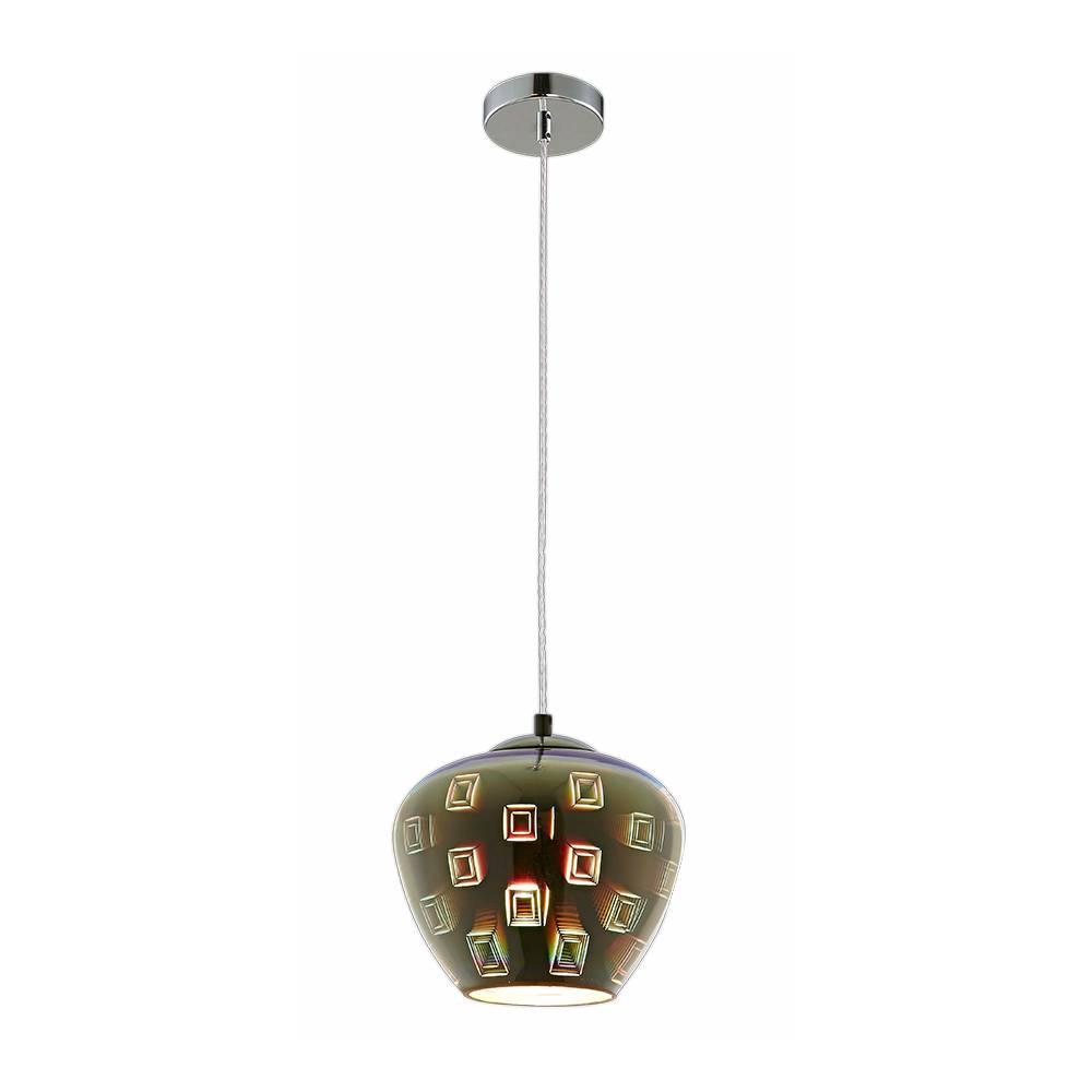 3D Glass Pendant D200 Chrome Circle