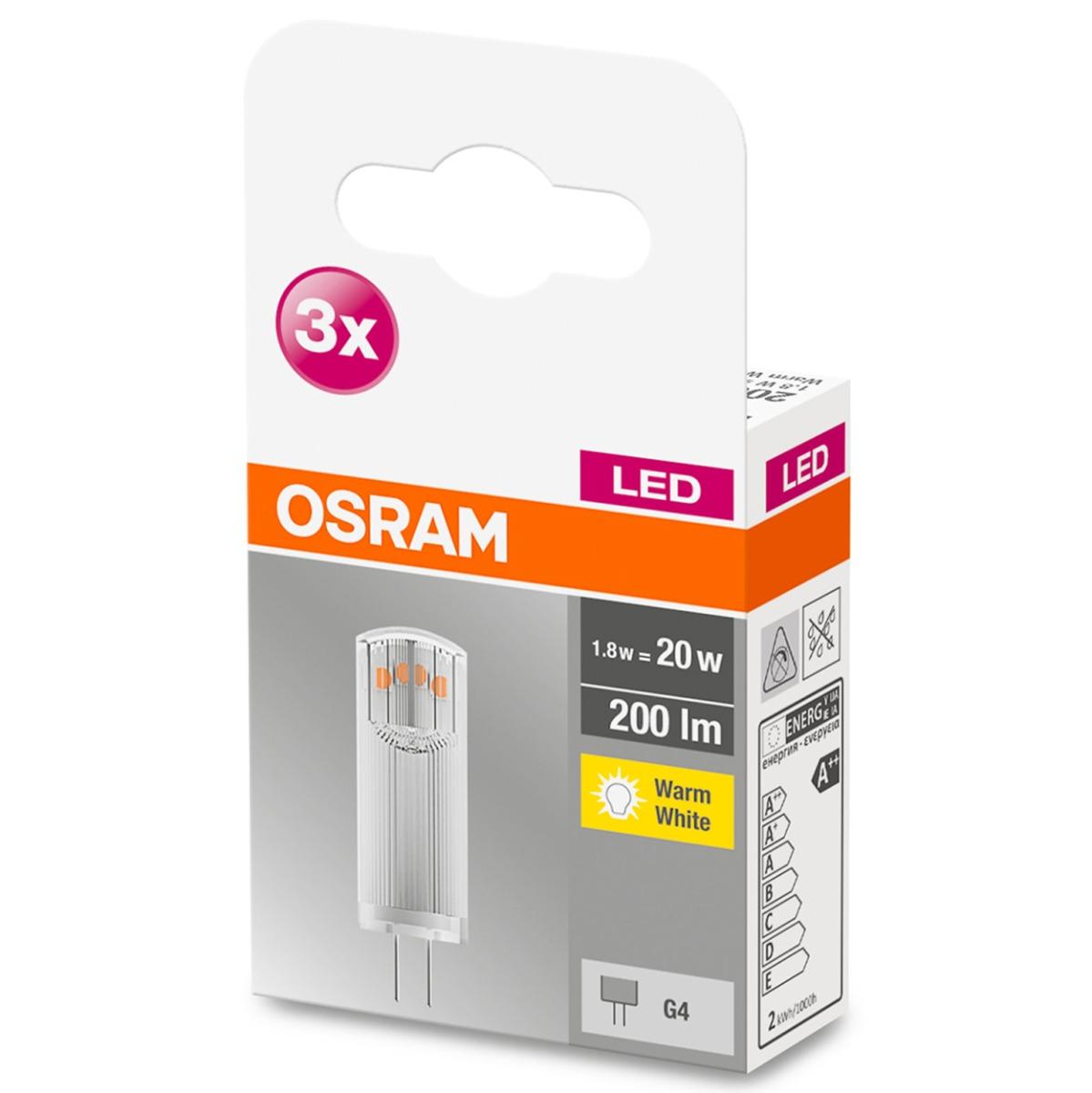 G4 3PAK LED CAPSULE 1,8W TEPLÁ BIELA 300° 12V OSRAM