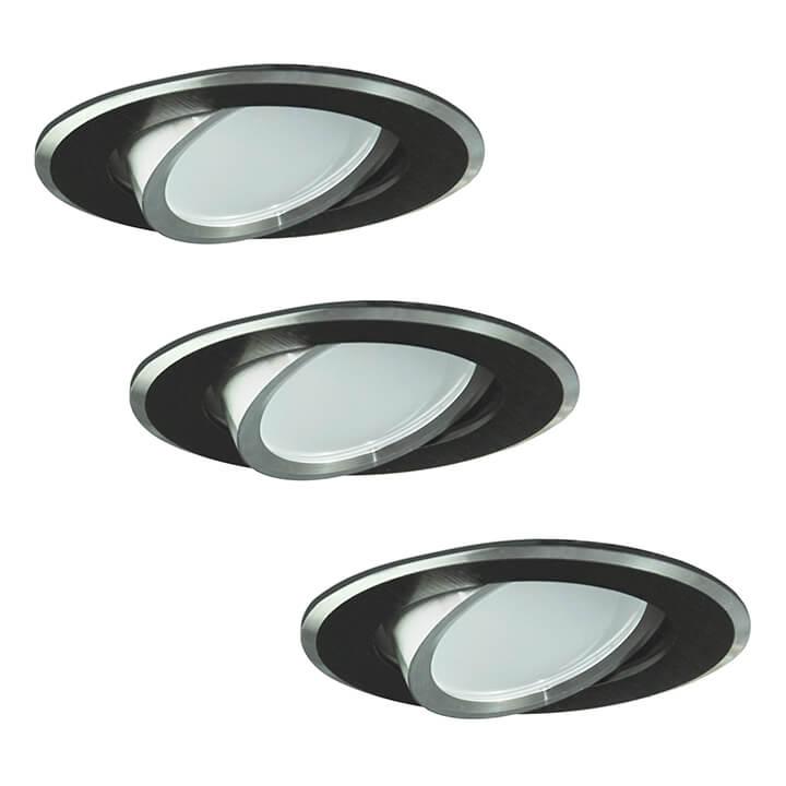 3x POLUX SUN OLAL čierne svietidlo + LED GU10 3,5W žiarovka – kompletná sada moderného osvetlenia