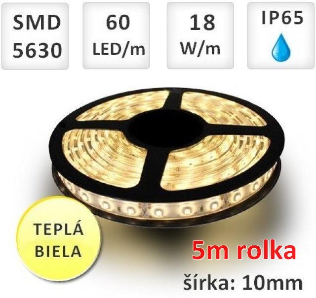 5M BAL. LED PÁSIK 60 SMD5630 18W/M TEPLÁ BIELA IP65