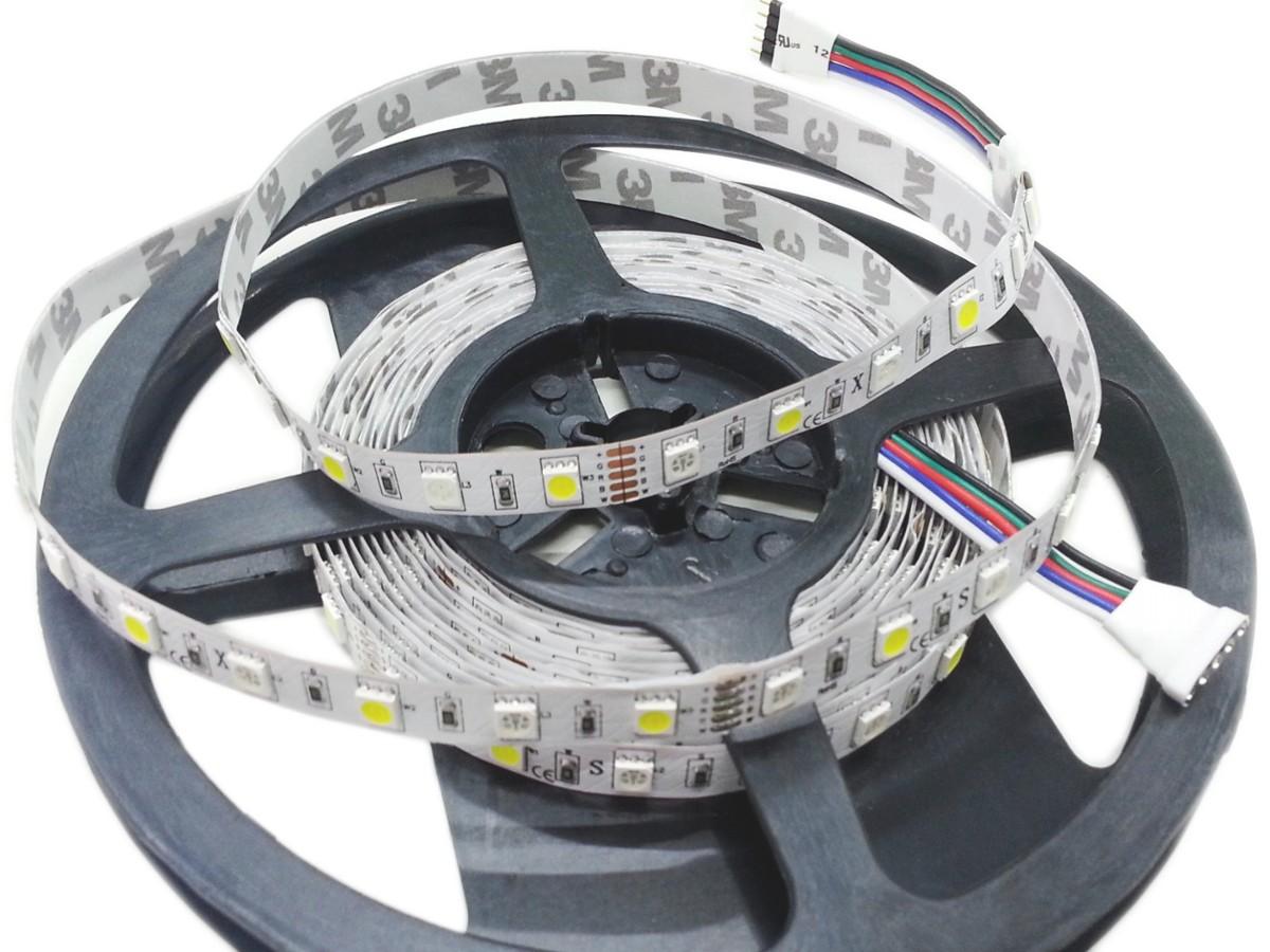 5m LED pásik SMD5050 RGB + teplá biela 24V DC – 300 LED, IP65