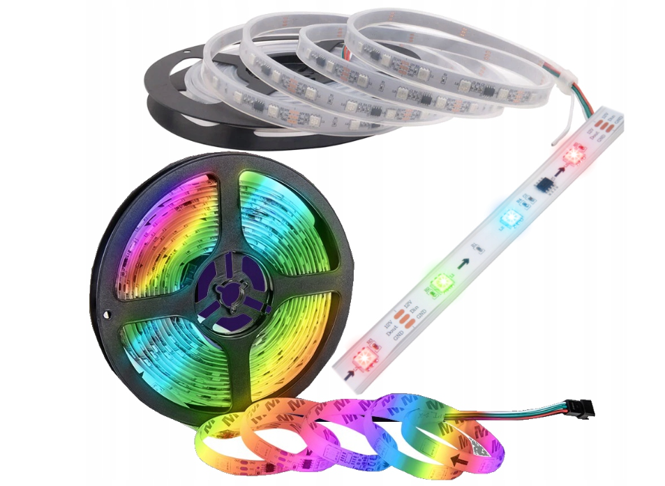 5m RGB digitálny LED pásik - IP67 - 5 M - DÚHOVÝ EFEKT