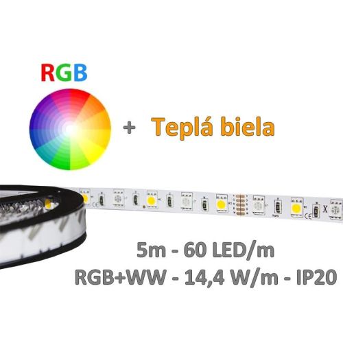 5m RGB+WW LED pás SMD 5050 72W IP20