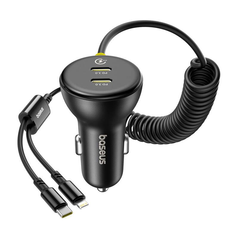 Baseus 60W nabíjačka do auta USB-C + Lightning kábel (čierna)