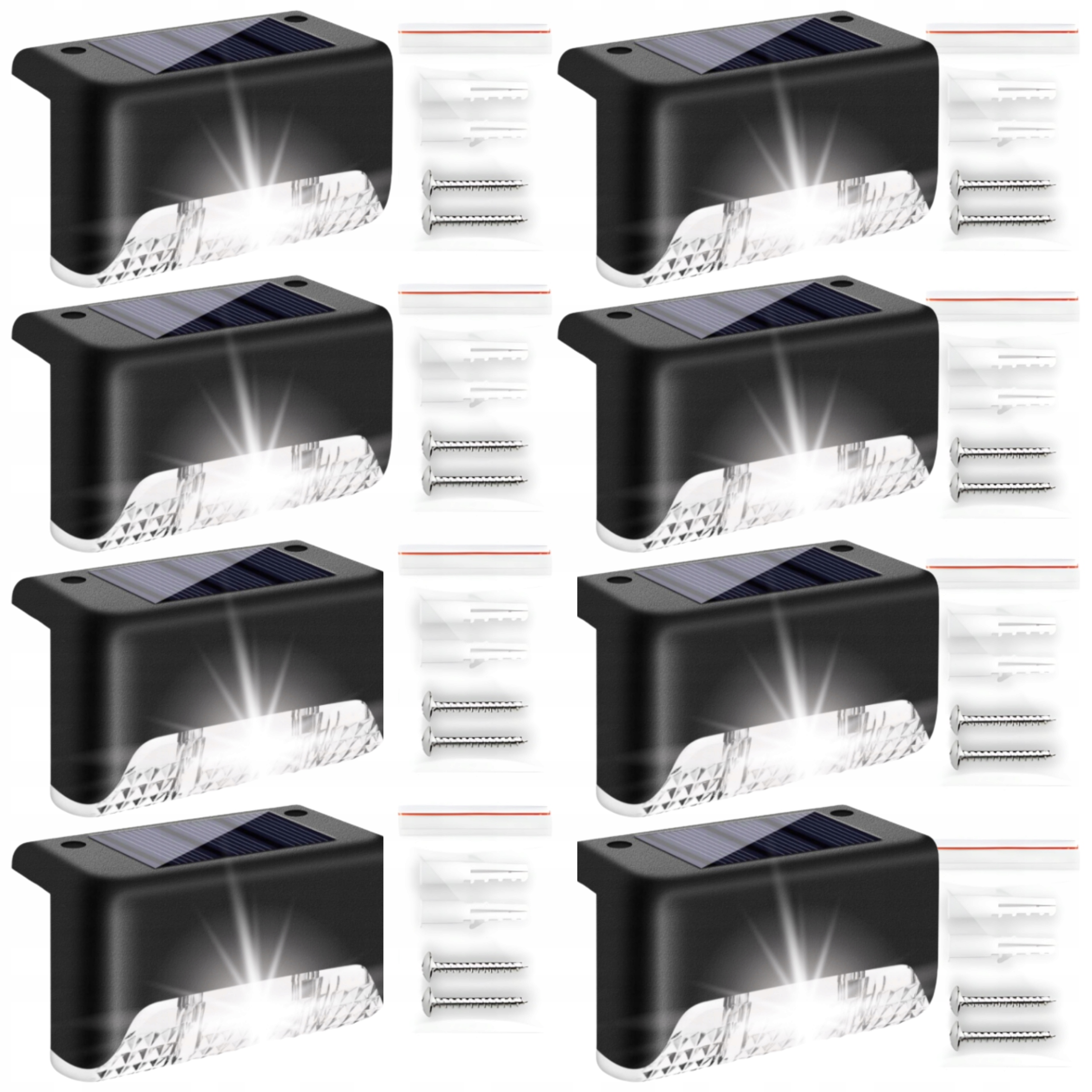 8 ks LED solárne plotové svetlá CW
