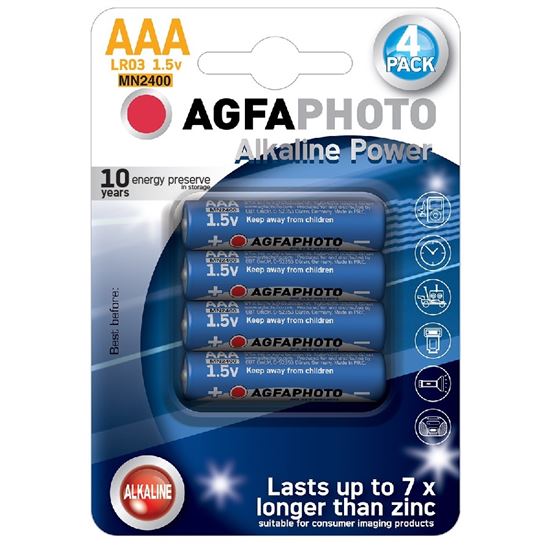 AgfaPhoto Power alkalická batéria LR03/AAA, blister 4ks