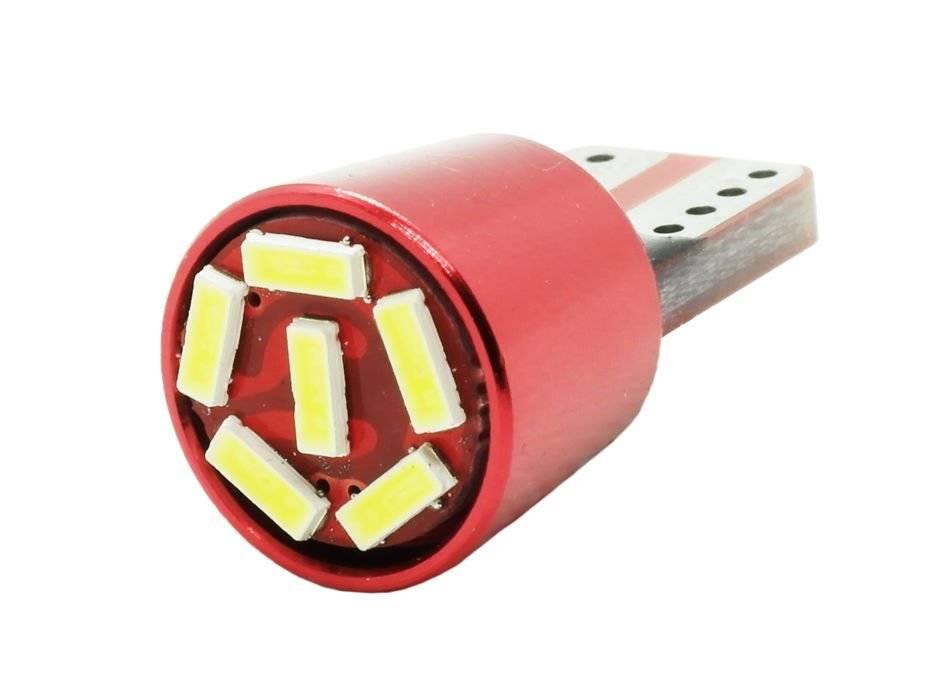 AUTO LED ŽIAROVKA W5W T10 6 SMD 3014 PREDNÁ CAN BUS ČERVENÁ