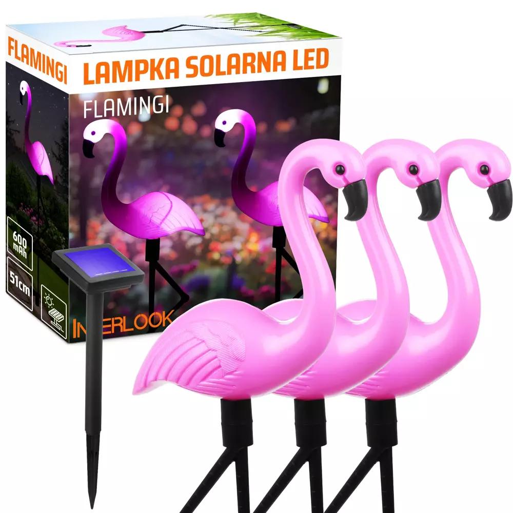 3ks LED solárne záhradné svietidlo Flamingos, 51 cm, 600 mAh BRD-3IN1 