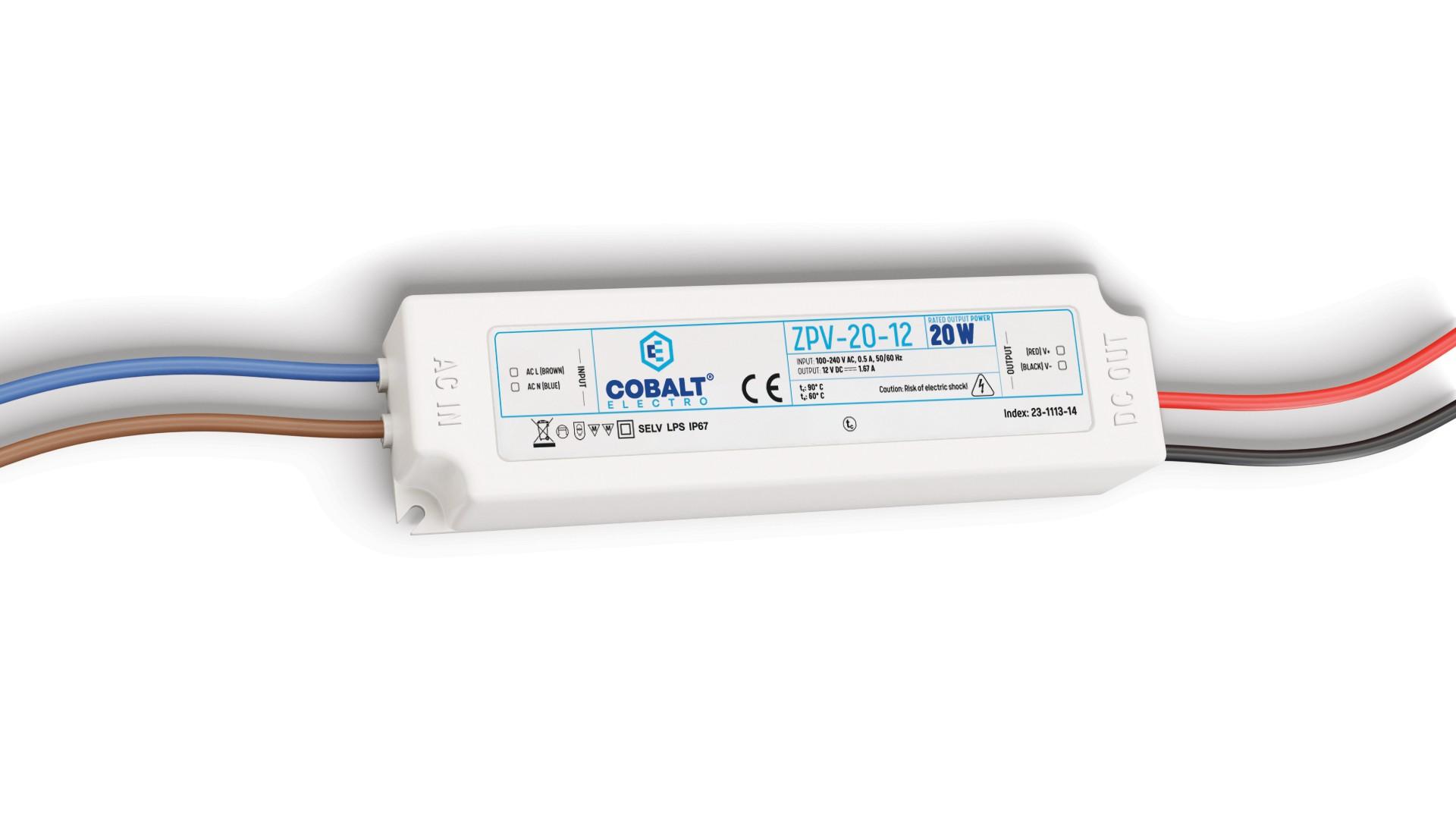 NAPÁJACÍ ZDROJ COBALT ZPV 12V 20W IP20 IP67