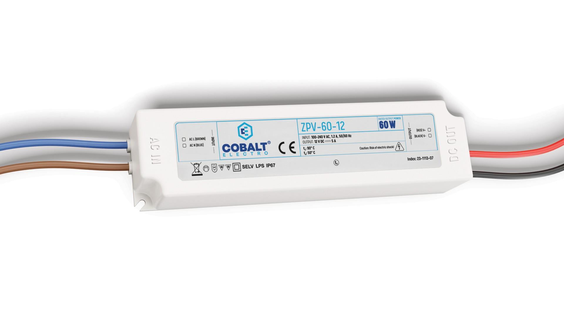 NAPÁJACÍ ZDROJ COBALT ZPV 12V 60W IP20 IP67