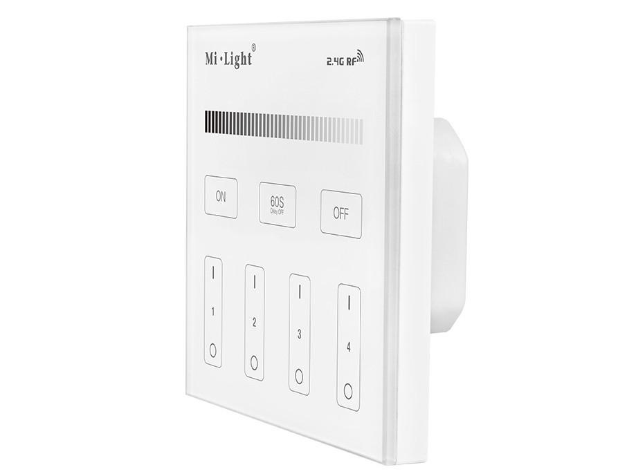 Diaľkové ovládanie MONO – 4 zónový nástenný dotykový panel Milight T1 (230V)