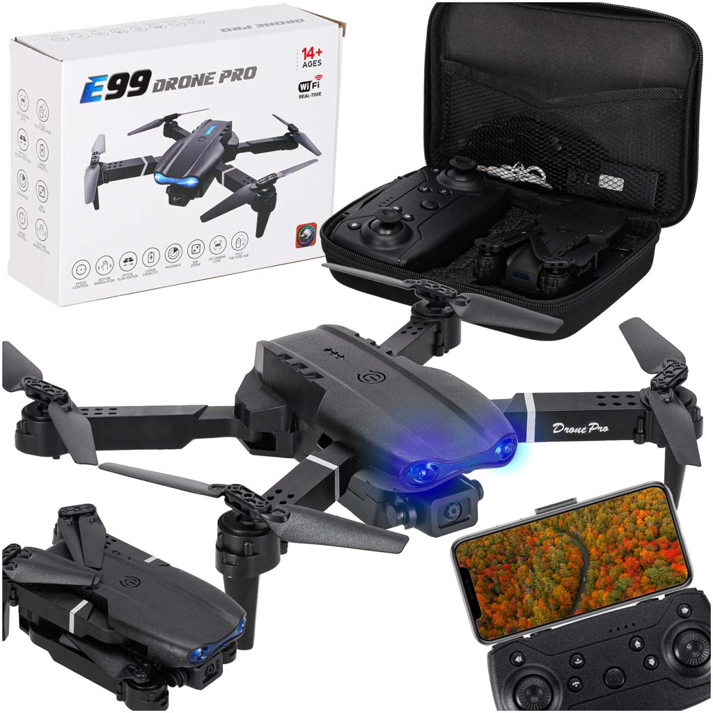 Dron RC E99 Pro s dvojitou kamerou 720P a bezhlavým režimom ovládania
