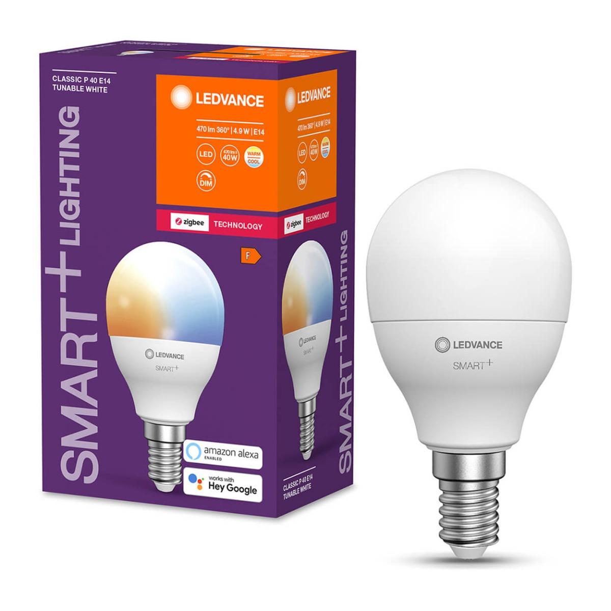 E14 P45 4,9W 470LM CCT LEDVANCE SMART+ ZIGBEE STMIEVATEĽNÁ LED ŽIAROVKA