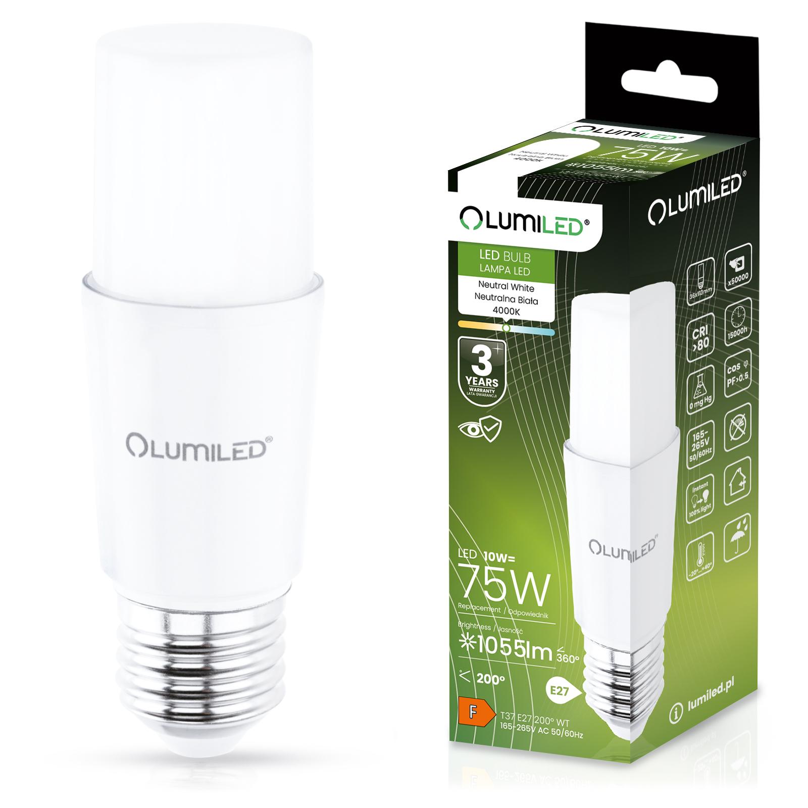 E27 10W = 75W 1055LM 4000K NEUTRALNA BIELA