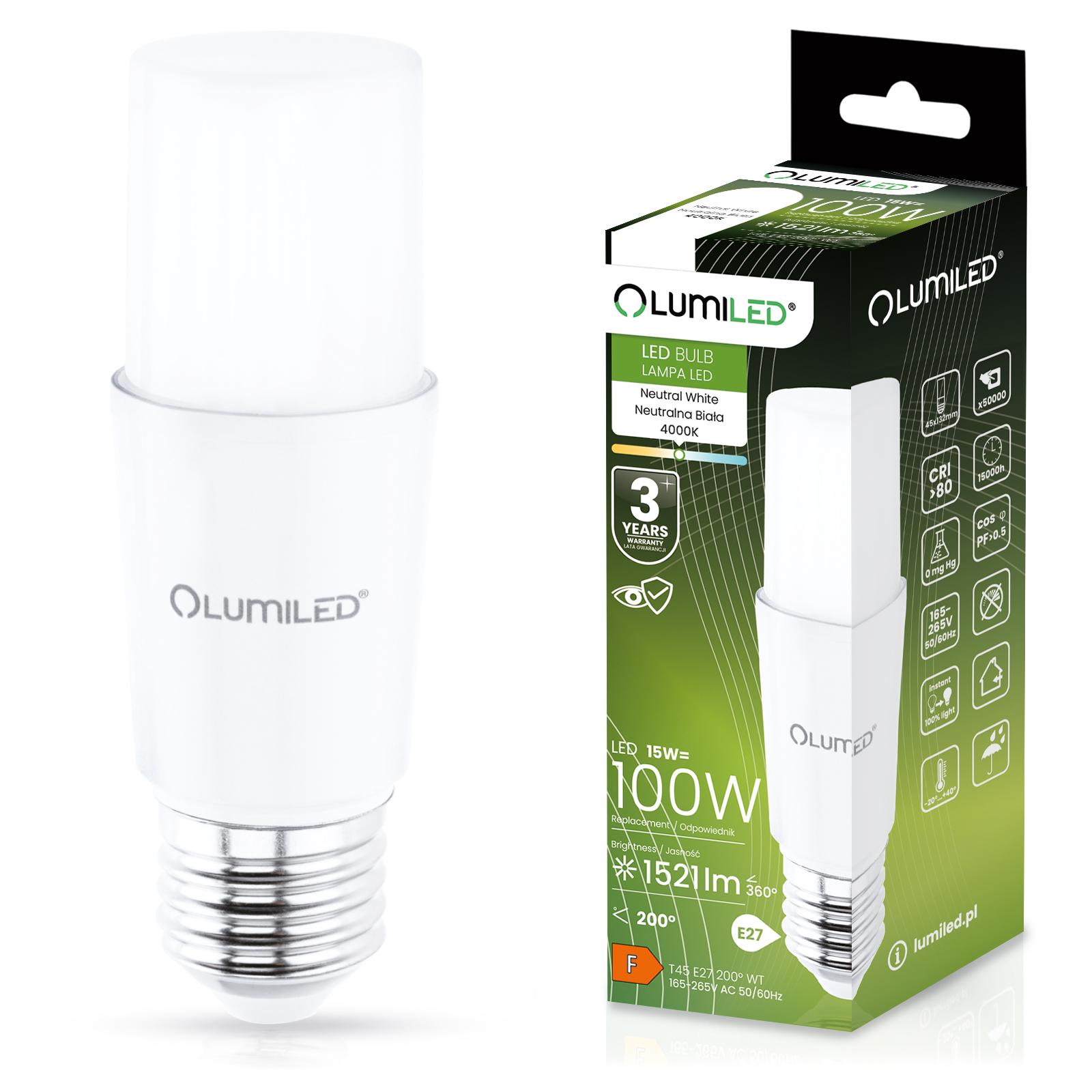 E27 15W = 100W 1521LM 4000K NEUTRALNA BIELA