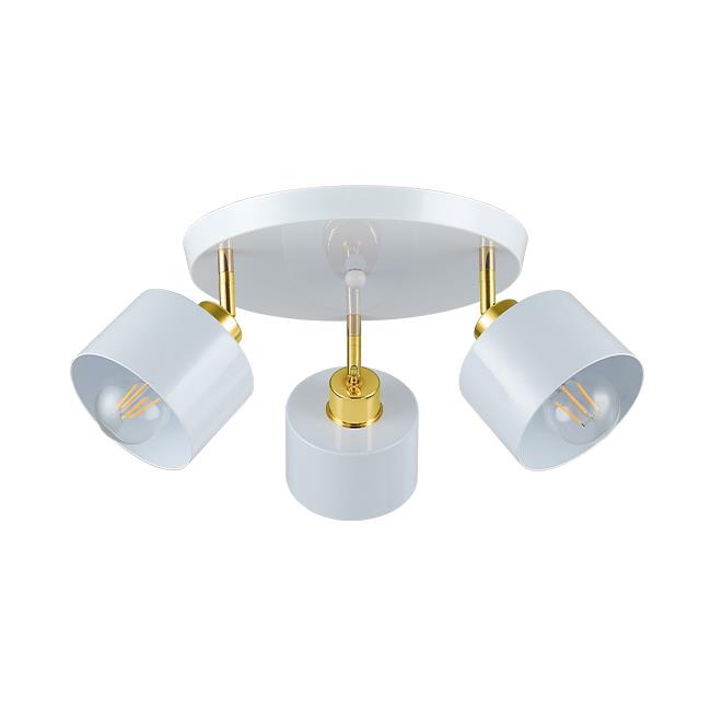 E27 LED nástenné svietidlo Elza, 3x pohyblivé biele + zlaté okrúhle