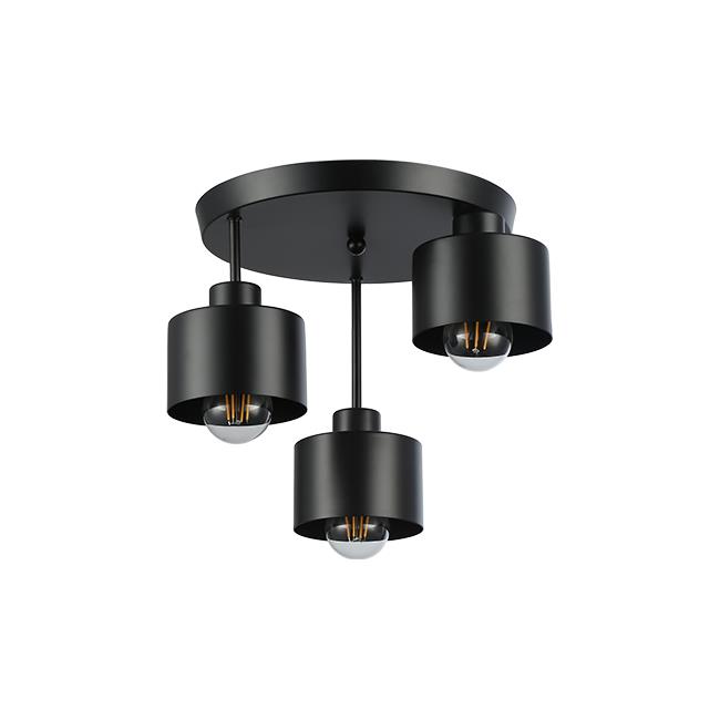 E27 LED nástenné svietidlo Elza x3 čierne okrúhle