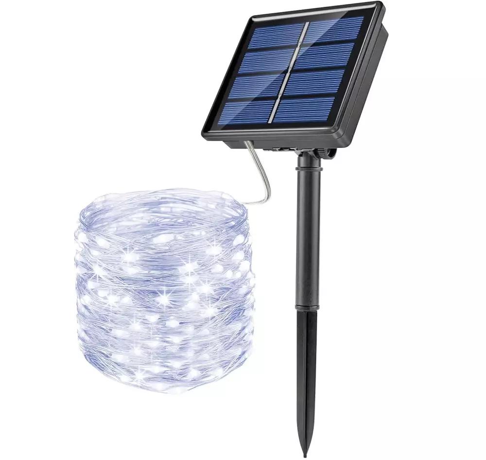 Solárna záhradná girlanda – 100 LED, 10 m, studená biela