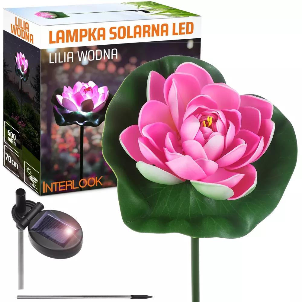 LED záhradná solárna lampa Water Lily, Lotus, 70 cm, 600 mAh