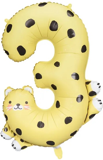 FÓLIOVÝ BALÓN ČÍSLO "3" - GEPARD 55X75 CM