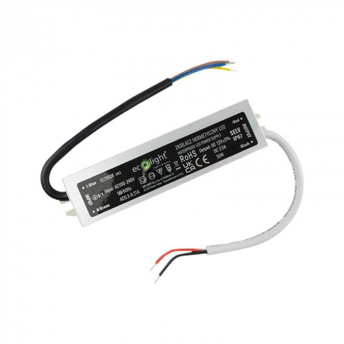 Hermetický LED napájací zdroj 30W 12V 2,5A IP67