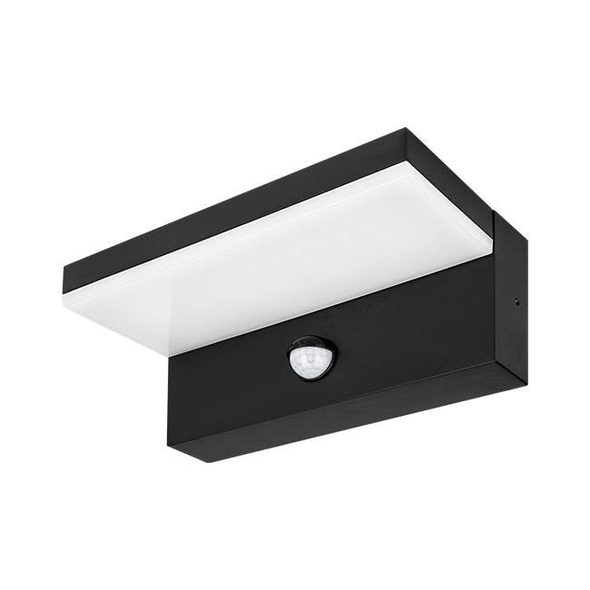 Hestio LED 9W čierne architektonické svietidlo PIR