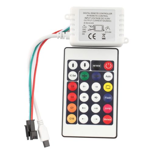 IR RGB ovládanie 24 tlačidlové 72W WS2811 pre RGB moduly a digital pásik