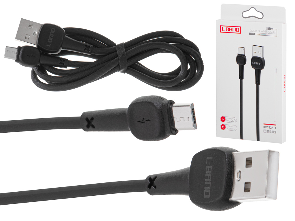 MICRO USB RÝCHLONABÍJACÍ KÁBEL 100CM ČIERNY L-BRNO 