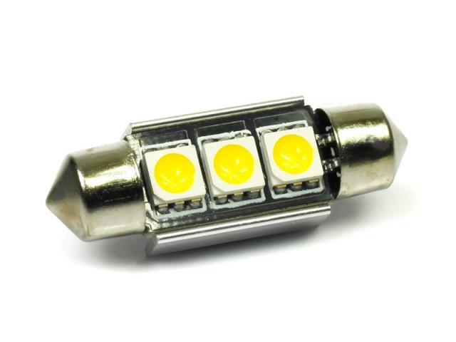 LED AUTO ŽIAROVKA 39MM C5W 3 SMD5050 CANBUS CHLADIČ, TEPLÁ BIELA