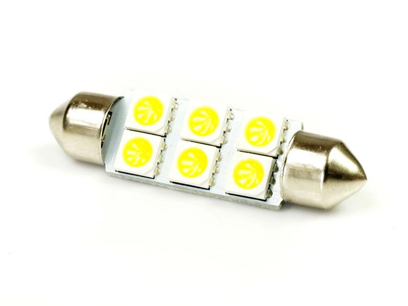 LED AUTO ŽIAROVKA C5W 39MM 6X SMD5050, TEPLÁ BIELA