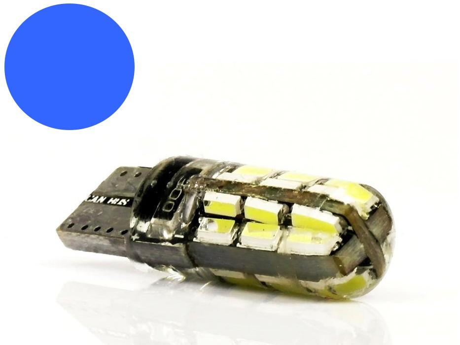 LED AUTO ŽIAROVKA T10 24X SMD3014 12V CANBUS - MODRÁ