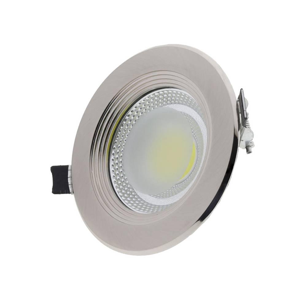 LED COB DOWNLIGHT ROUND INOX 10W STUDENÁ BIELA