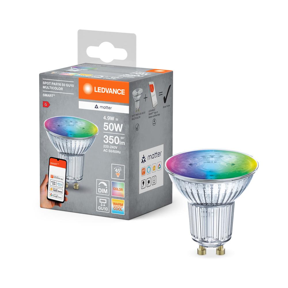 LEDVANCE SMART+ Matter WiFi GU10 4,9W = 50W RGB CCT stmievateľná žiarovka
