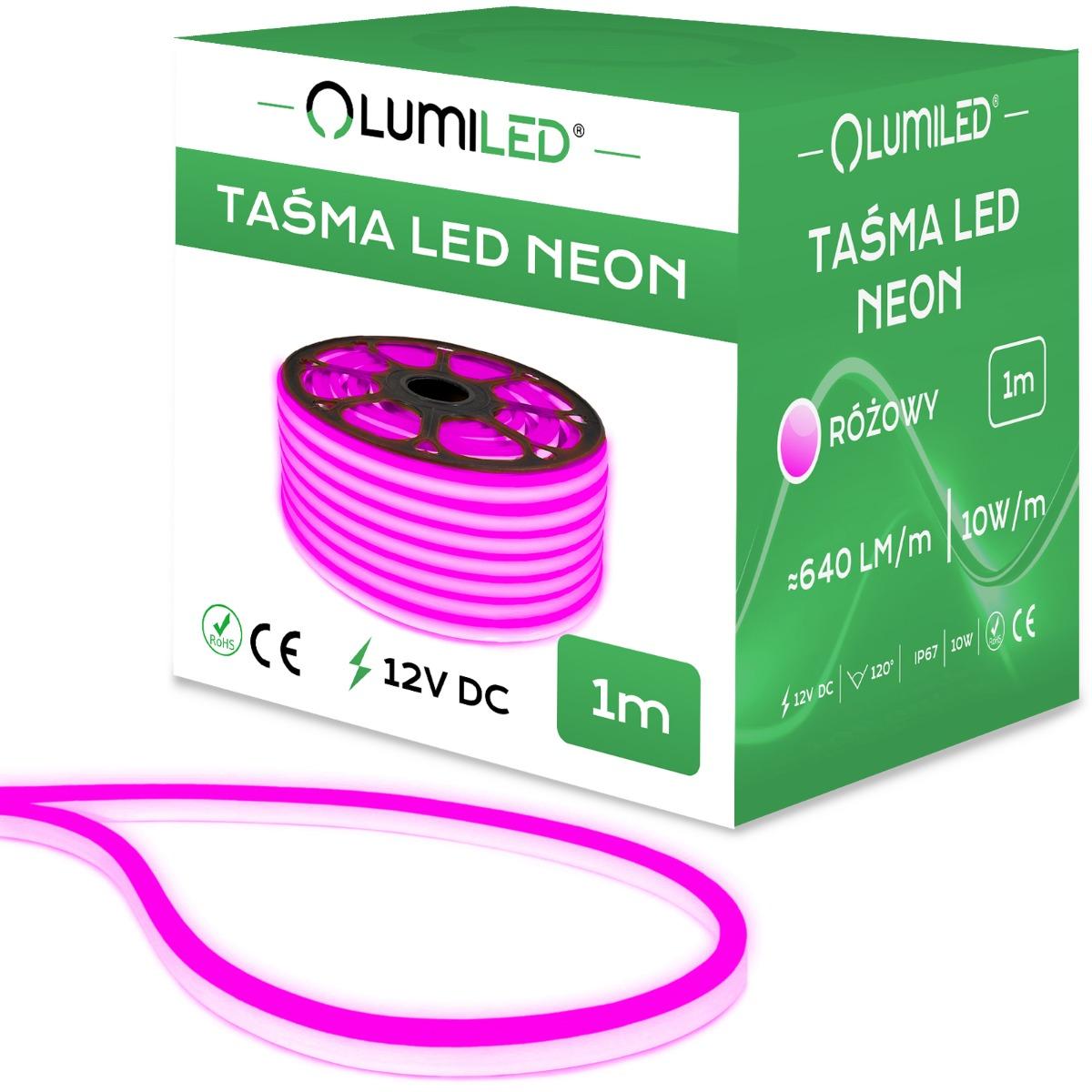 LED NEON PÁSIK 12V 10W 120LED PINK IP67 6X12MM 1M LUMILED