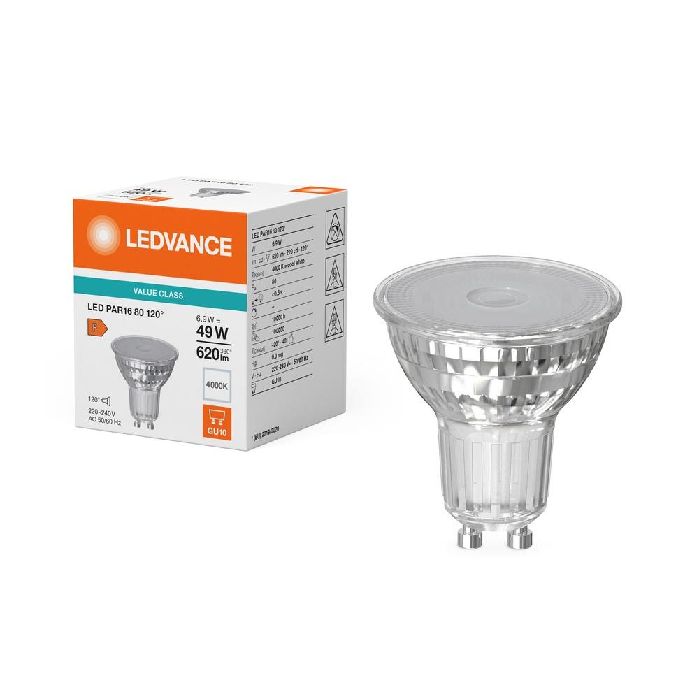 LED žiarovka LEDVANCE PAR16 GU10 6,9W (49W) 4000K 620lm – 120°