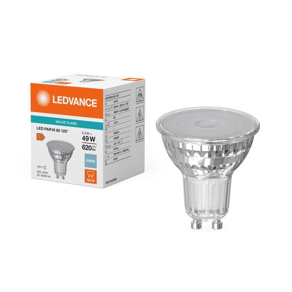 LED žiarovka LEDVANCE PAR16 GU10 6,9W (49W) 620lm 6500K – 120°