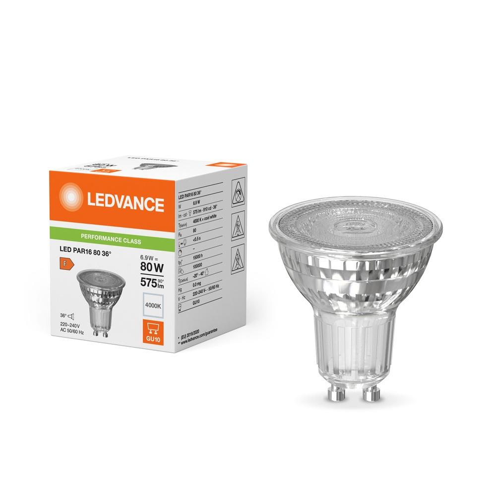 LED žiarovka LEDVANCE PAR16 GU10 6,9W – 575lm, 4000K, 36°