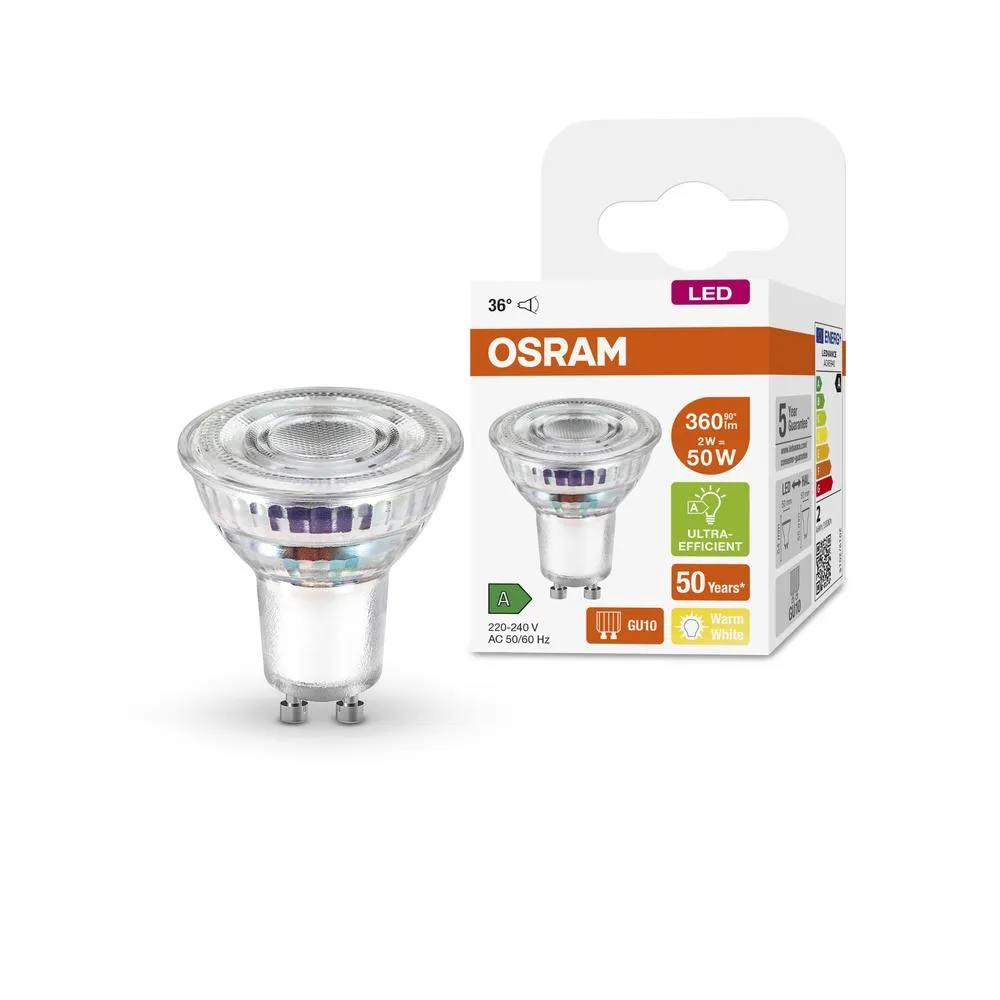 LED PAR16 Reflektor GU10 2W , 360lm, 2700K, 36° – Energeticky účinný OSRAM