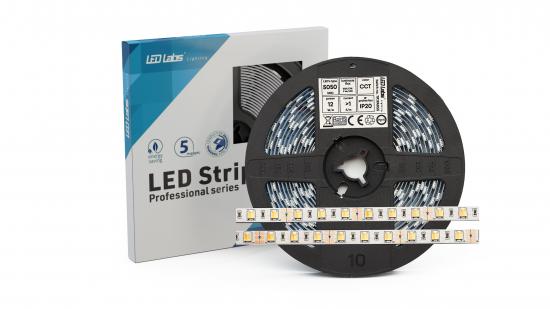 5m LED pás 12W/m PRO 3Y 24V 300 LED 5050 SMD 12W CCT