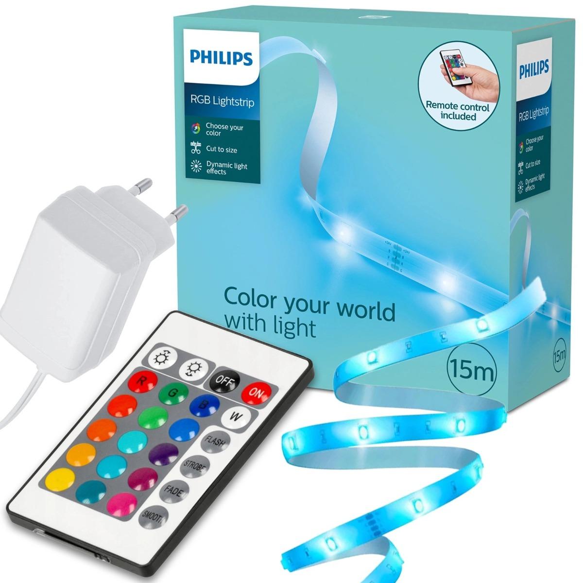 LED pás RGB 15 m stmievateľný Viacfarebné diaľkové ovládanie Philips