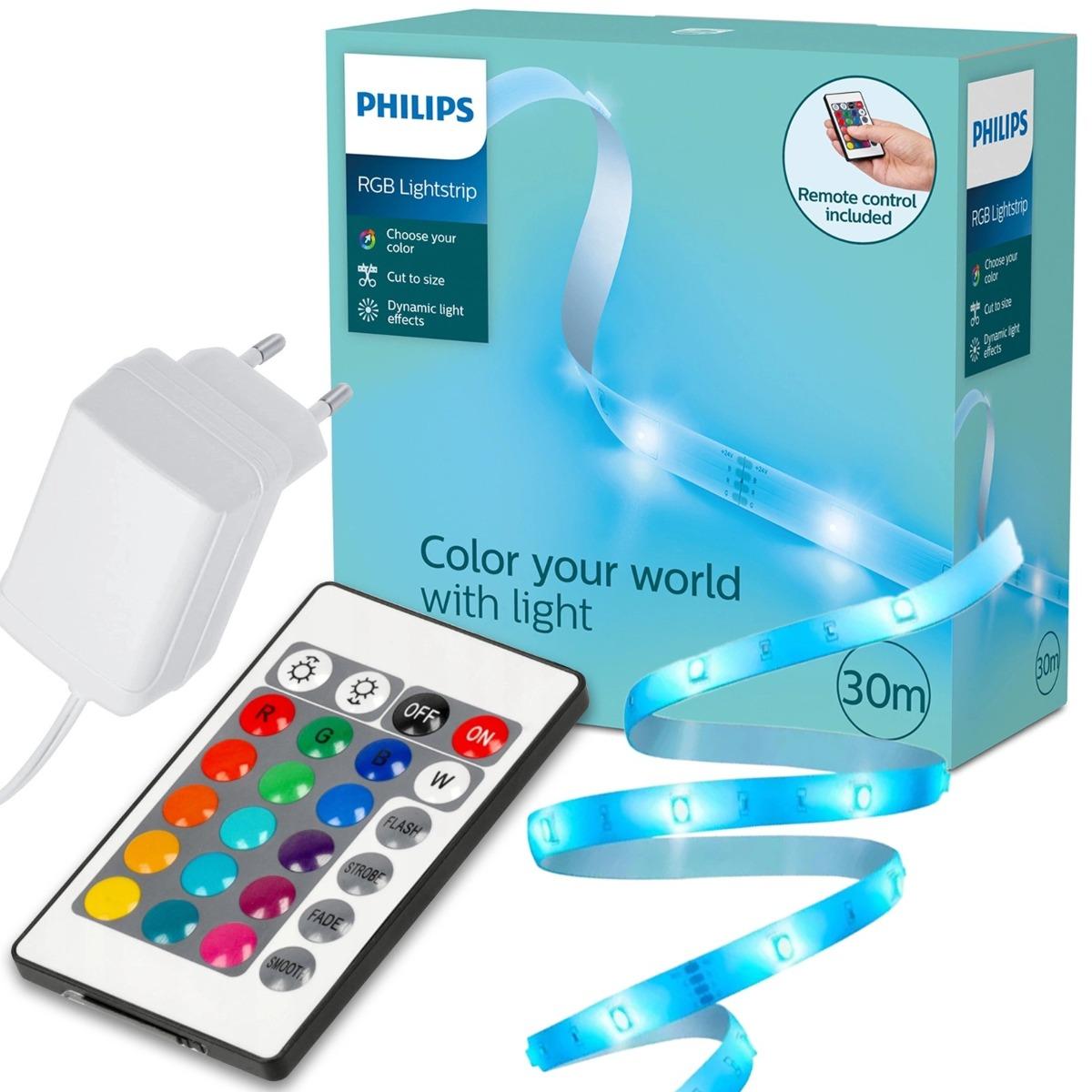 30 m LED pás RGB stmievateľný – Viacfarebný s diaľkovým ovládaním Philips