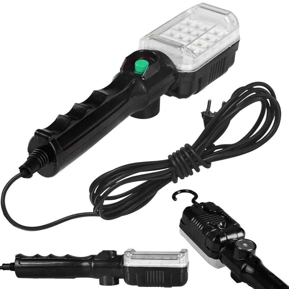 LED pracovná lampa 230V s drôtom, háčikom, magnetom na 10m kábli