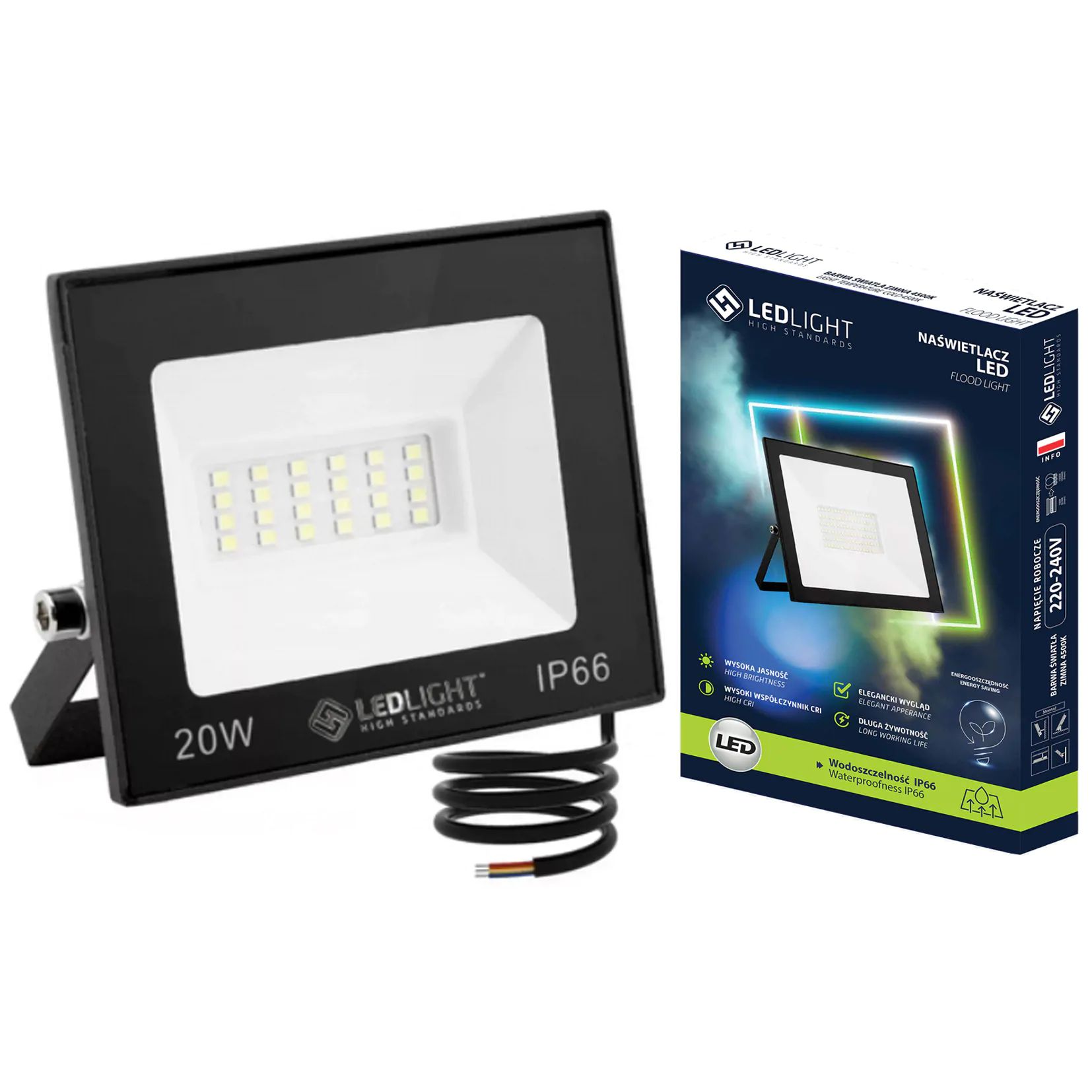 LED reflektor 20W Premium – studená biela, IP66