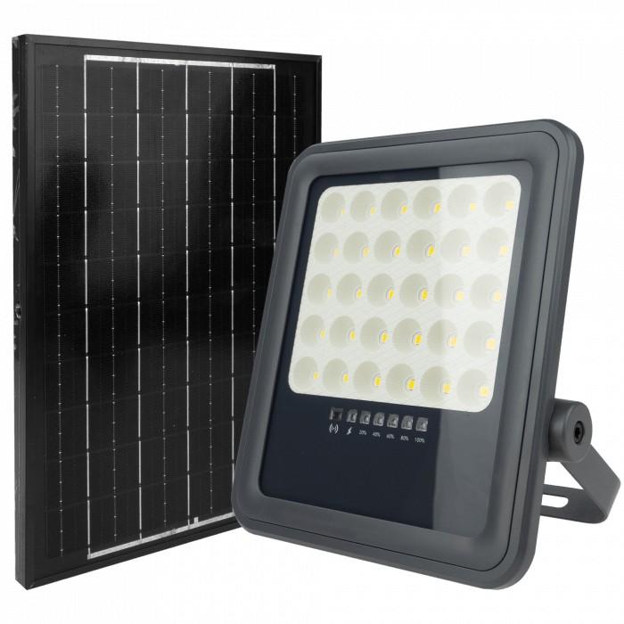 LED reflektor ABS 100W 4000K so solárnym panelom