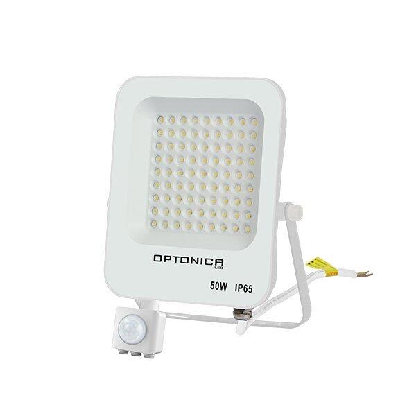 LED REFLEKTOR BIELE TELO IP65 + PIR SENSOR 50W NEUTRÁLNA BIELA