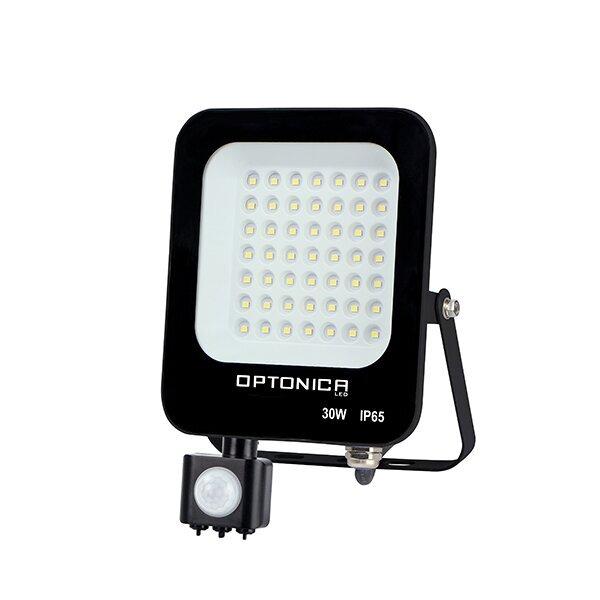 LED REFLEKTOR ČIERNE TELO IP65 + PIR SENSOR 30W NEUTRÁLNA BIELA